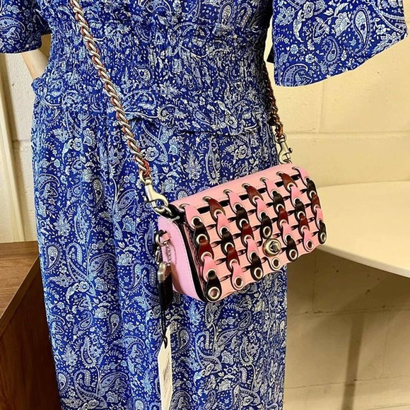 Coach Handbags - COACH 86832 DINKIER WITH COLORBLOCK COACH LINK IN PETAL/LIGHT ANTIQUE NICKEL